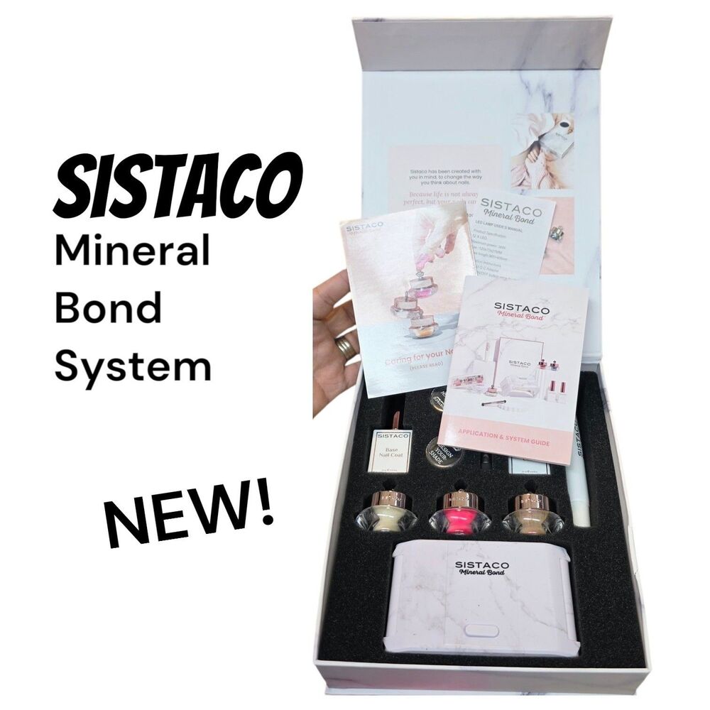 Sistaco NEW! Mineral Bond Nail Kit 3 Colors Base coat Top Coat LED Lamp Remover
